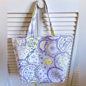 Hand Crafted Purple Mandala Floral Tote Fabric All Purpose Carry Shoulder Purse